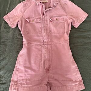 Madewell Garment Dyed Pink Romper